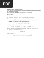 Random Variables and Probability Distributions