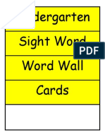 Kindergarten Sight Word High Frequency Word Wall Cards
