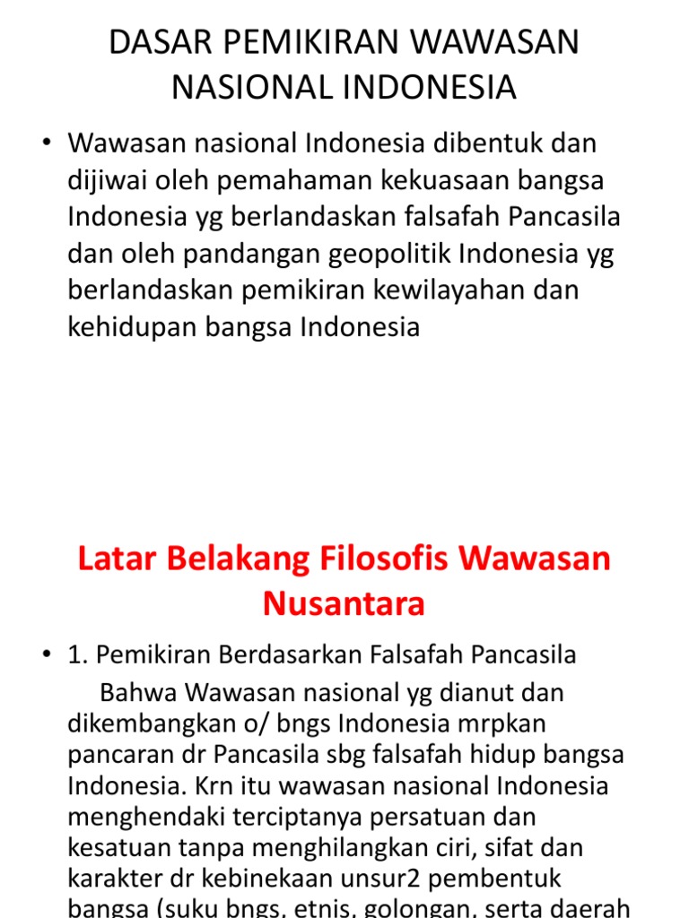 Dasar Pemikiran Wawasan Nasional Indonesia
