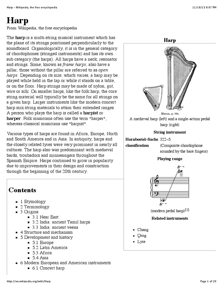 Harp - Wikipedia, The Free Encyclopedia | PDF | Musical Instruments ...