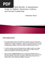 Study on Afghan-Americans, Culture, and Servant LeadershipServant Leadership