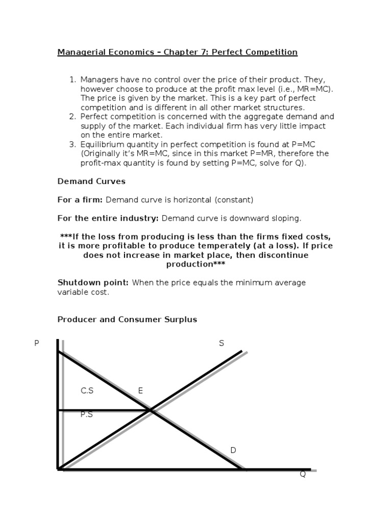 Perfect Competition in Managerial Economics | PDF | Perfect Competition ...