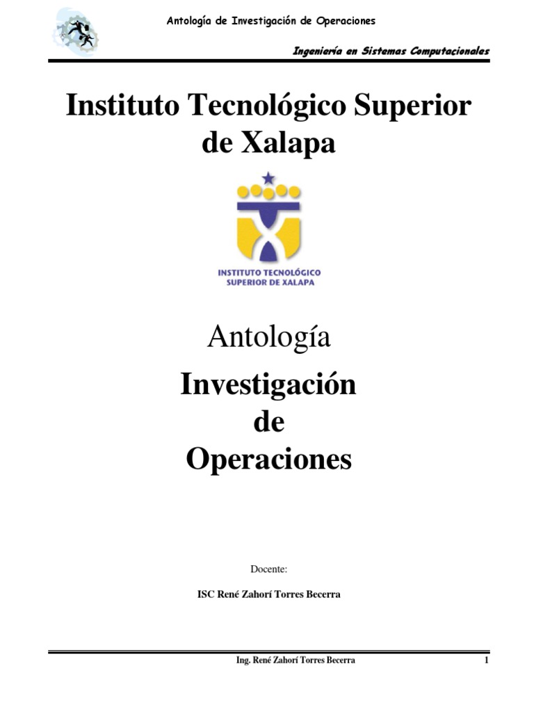 Antologia De Investigacion De Operaciones Sistemas Computacionales