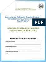 Segunda Prueba de Avance Estudios Sociales y Civica Primer Ao de Bachillerato Praem 2012