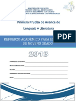 Prueba de Avance de 9 Grado - Lenguaje y Literatura 2013