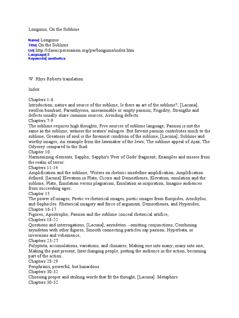 Longinus on the sublime sparknotes picture