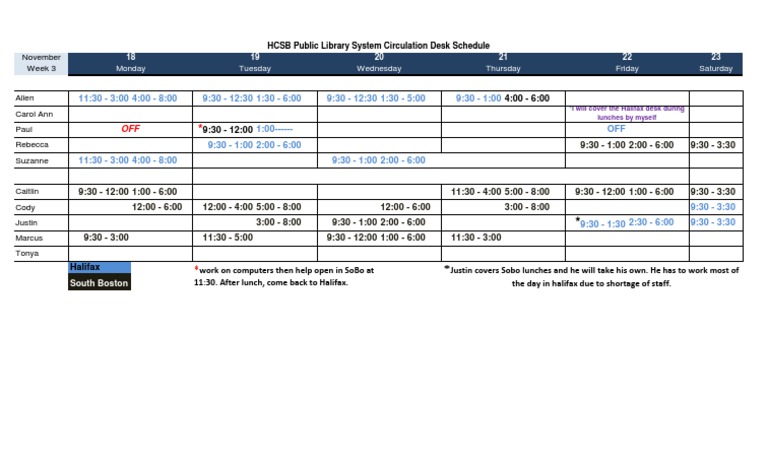 HCSB Library Circulation Schedule | PDF