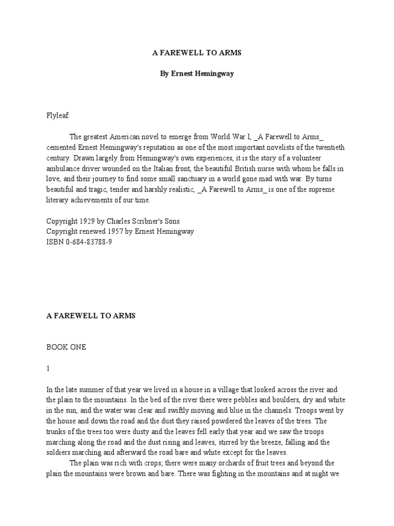 A Farewell To Arms PDF Nature