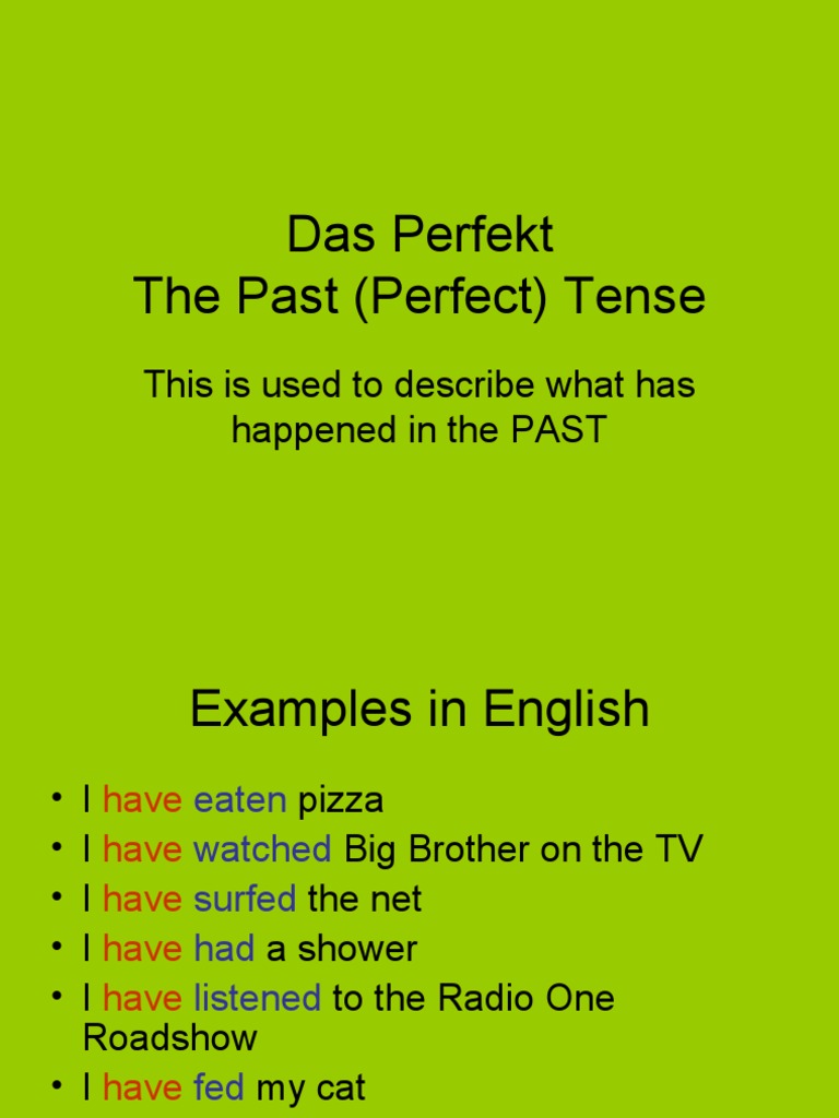 Past Perfect Tense German Verbs Grammatical Tense Perfect Grammar 