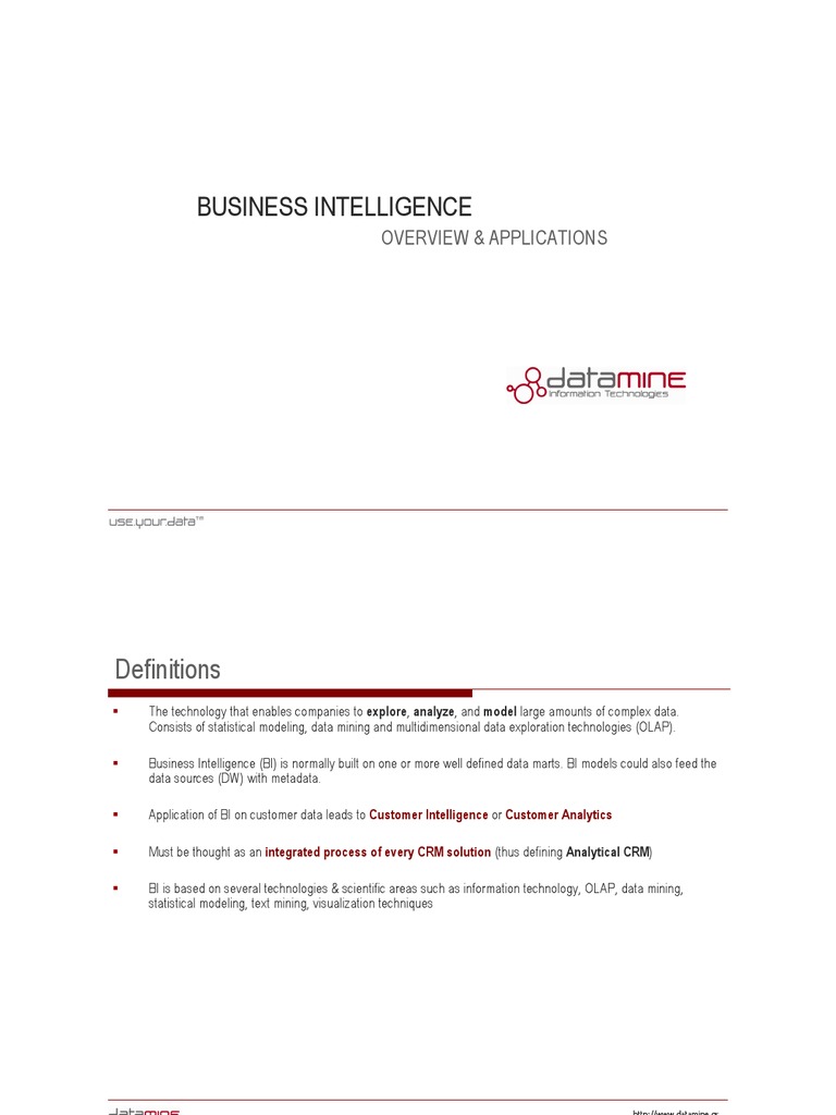 Business Intelligence: Overview & Applications | PDF | Business ...
