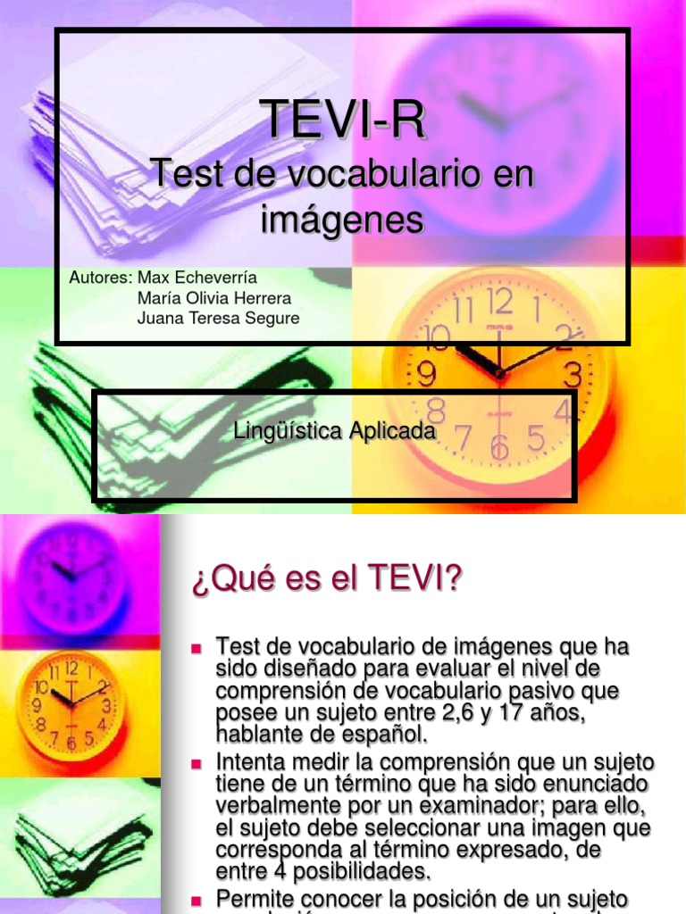 Test TEVI-R para Evaluar Vocabulario Infantil | PDF | Palabra | Asunto ...