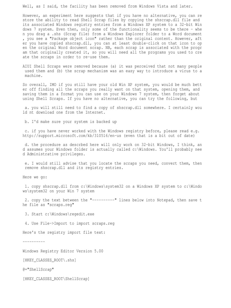 How To Open SHS Files PDF Windows Registry Microsoft Windows