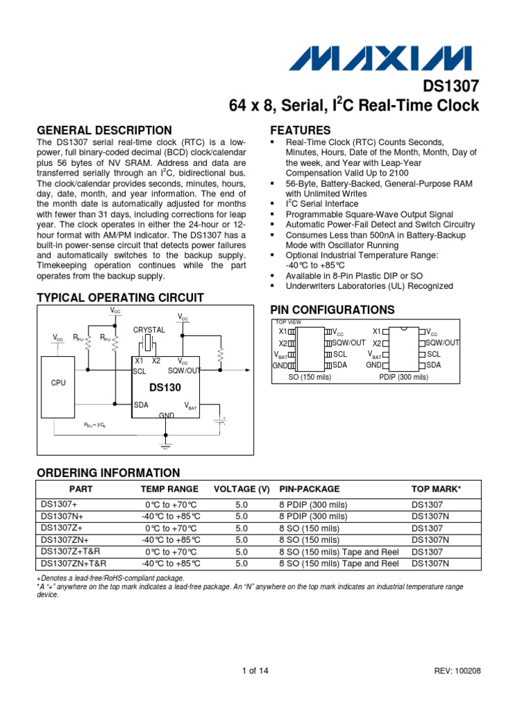 DS1307 PDF | PDF