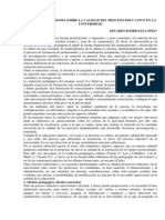 Reflexiones Sobre La Calidad Del Proceso Educativo en La Universidad