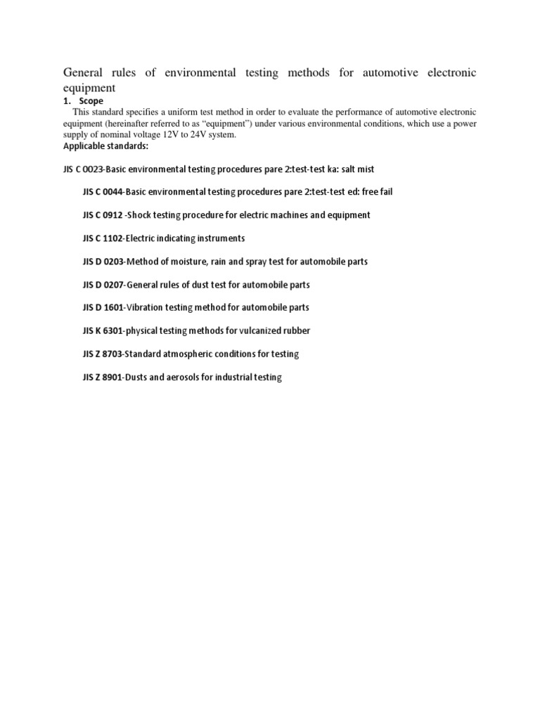 Automotive Electronics Environmental Testing | PDF