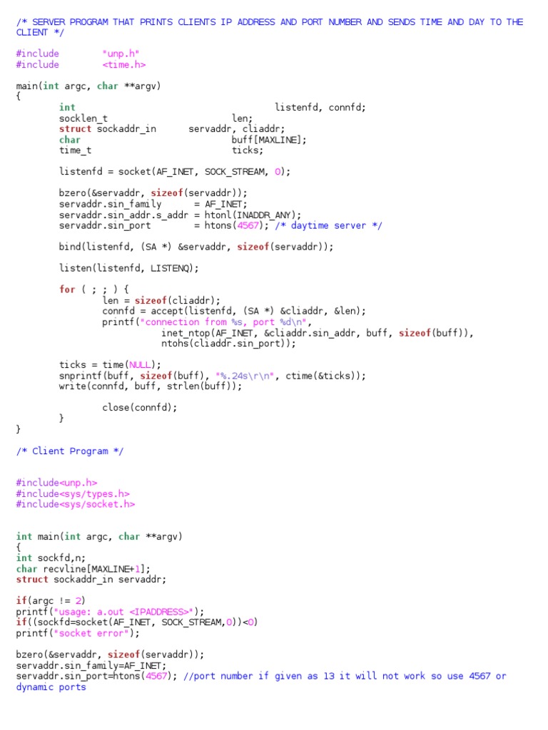 TCP Server-Client IP Time Program | PDF | Business | Computers