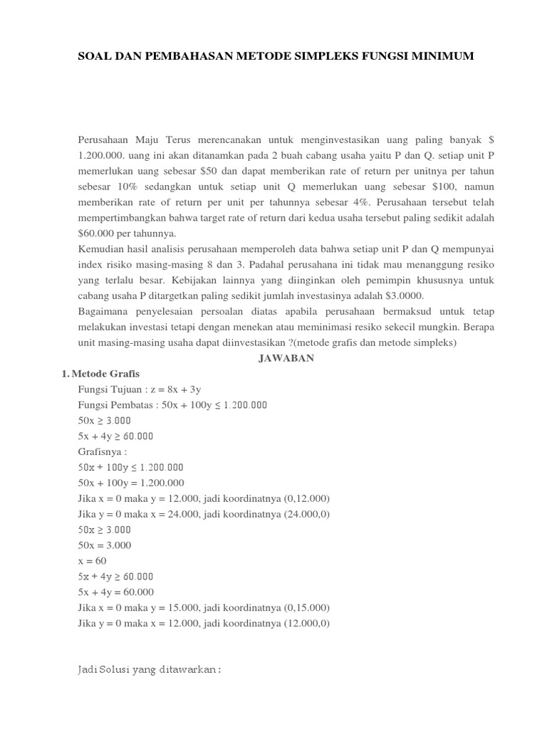 Contoh Soal Dan Jawaban Riset Operasi Metode Simpleks - Guru Ilmu Sosial