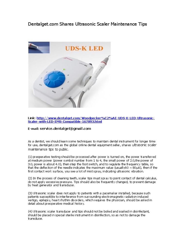 Shares Ultrasonic Scaler Maintenance Tips PDF