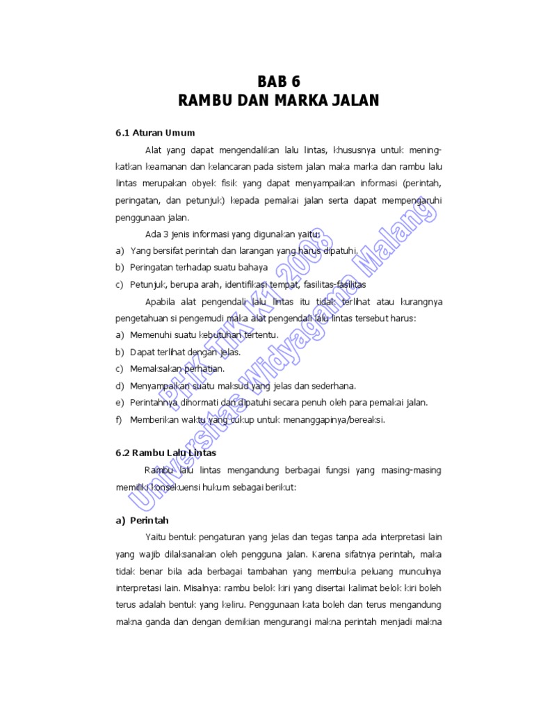 Rambu dan Marka Jalan: Aturan dan Fungsi | PDF