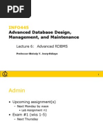 INFO445: Advanced Database Design, Management, and Maintenance