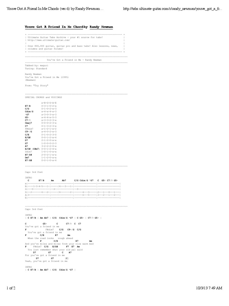 You Ve Got A Friend In Me Chords Ver 6 By Randy Newman