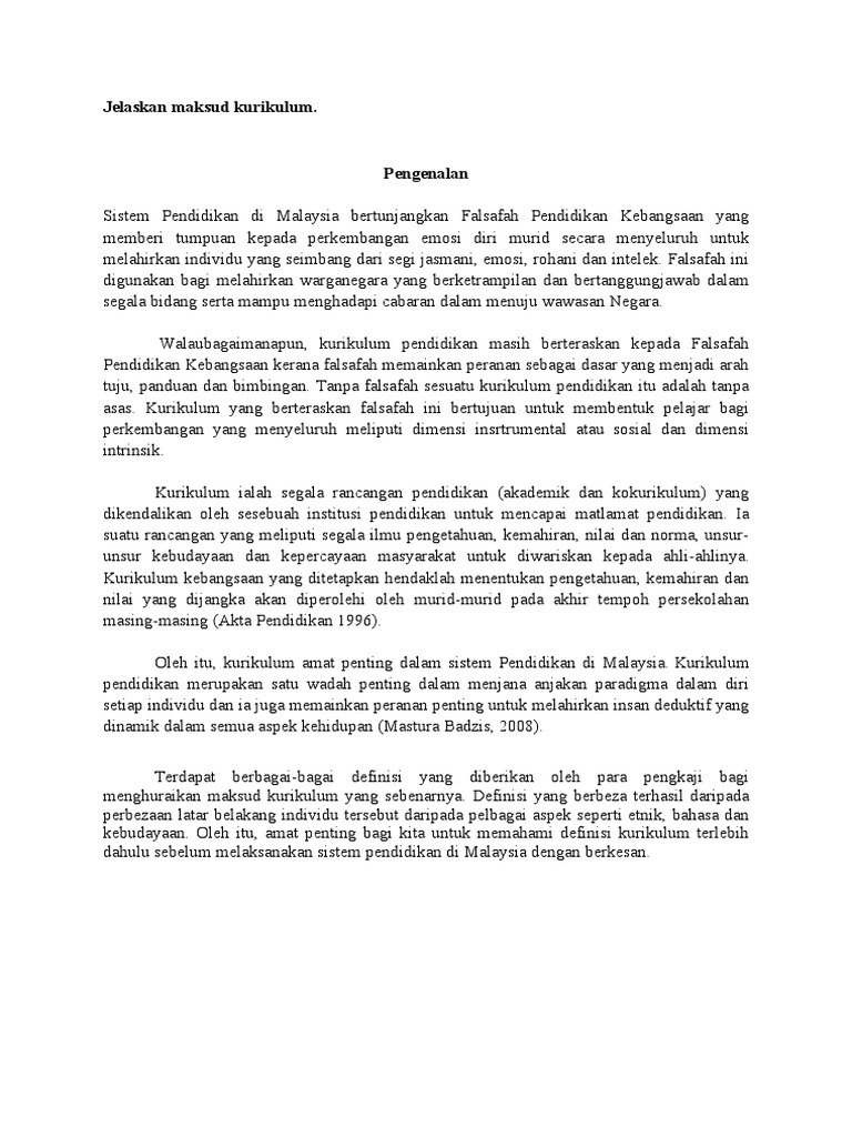 Asg 1 Jelaskan Maksud Kurikulum Pdf
