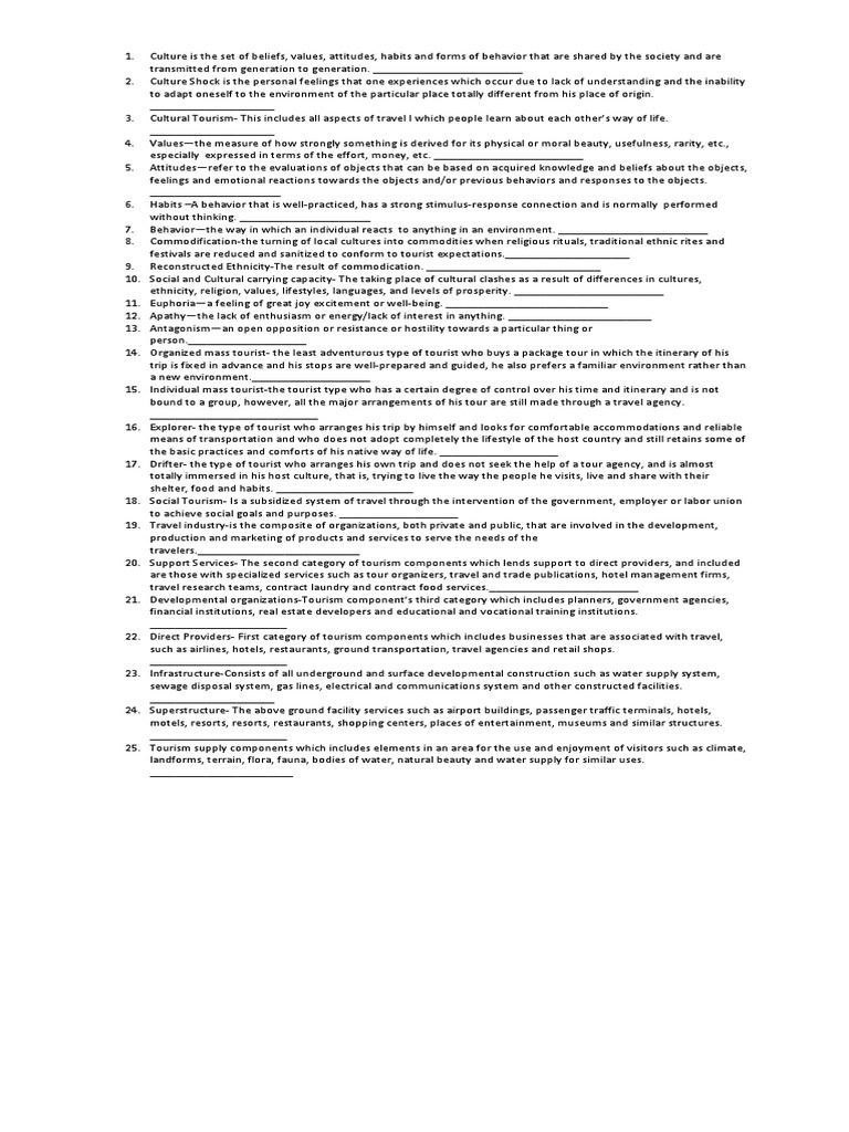 Culture Is The Set of Beliefs PDF Tourism Feeling