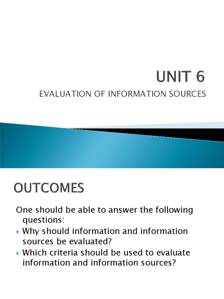 Evaluating Information Sources Criteria | PDF | Evaluation | Information