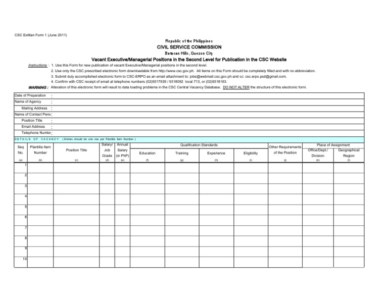 Vacant Executive Positions in CSC | PDF | Technology & Engineering