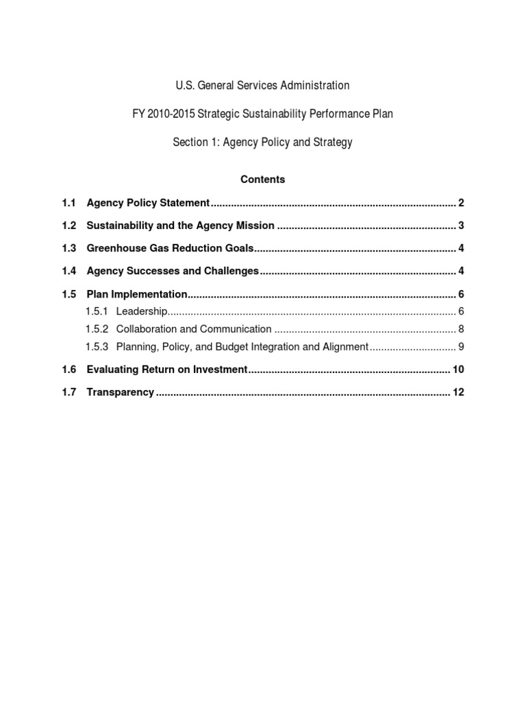 GSA Strategic Sustainability Performance Plan | PDF | General Services ...