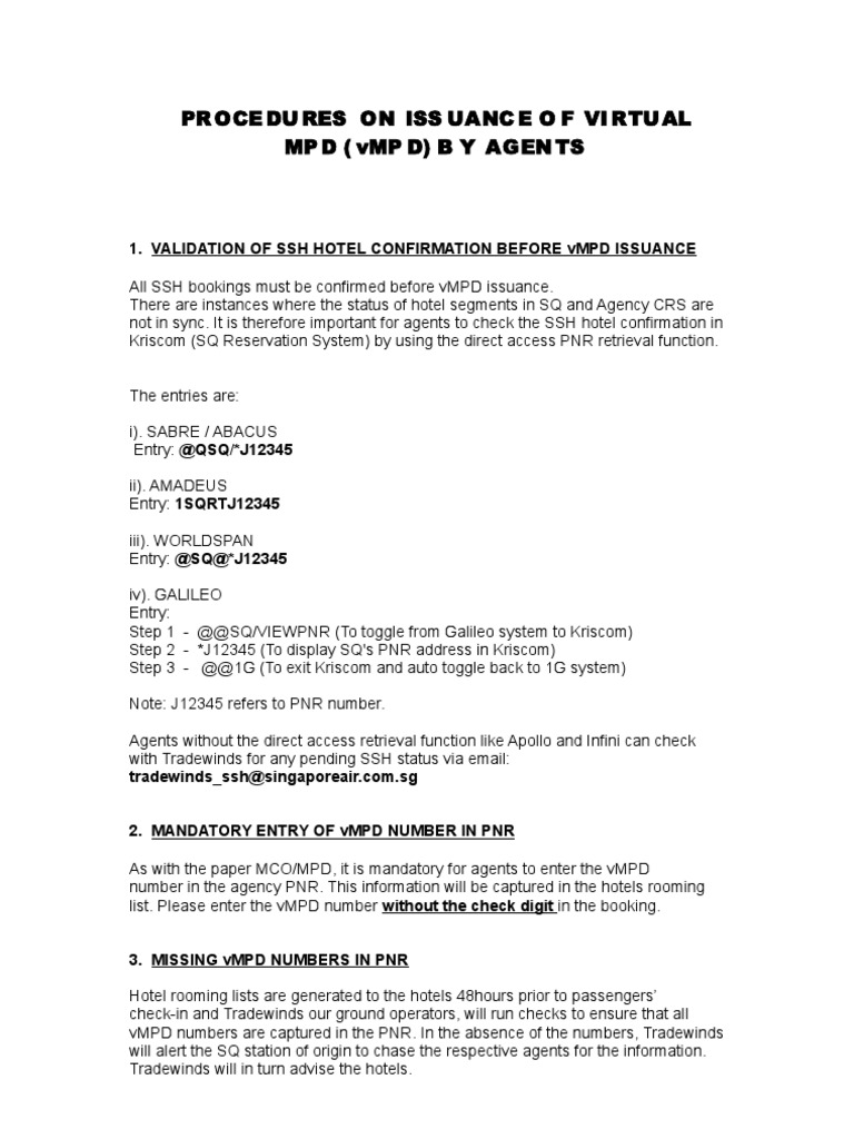 vMPD Issuance Procedures for Agents | PDF