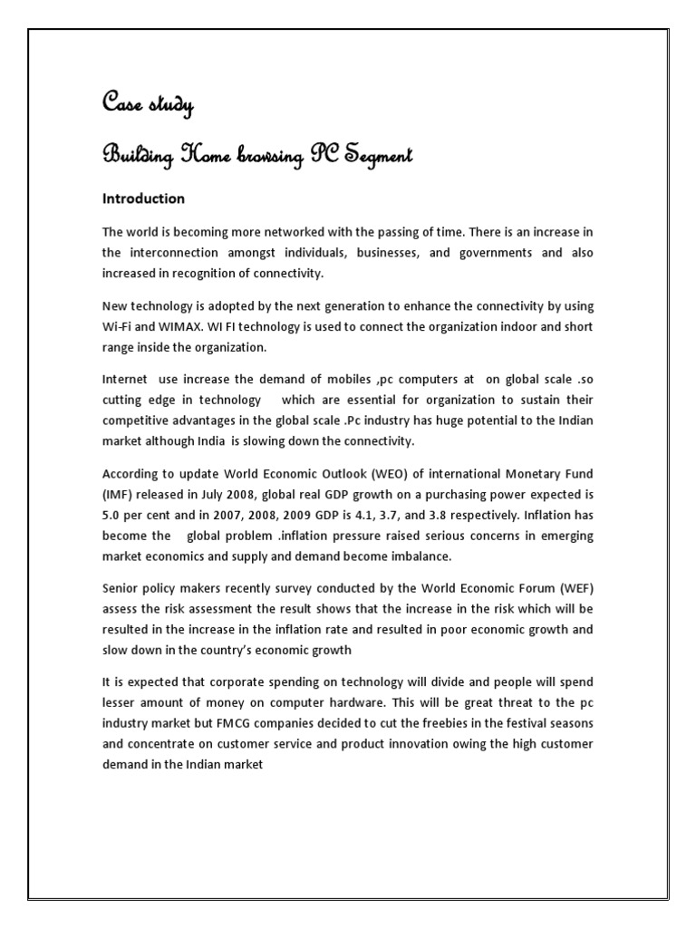 Case Study: Building Home Browsing PC Segment | PDF | Personal ...