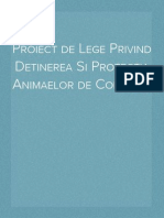 Proiect de Lege Privind Detinerea Si Protectia Animaelor de Companie