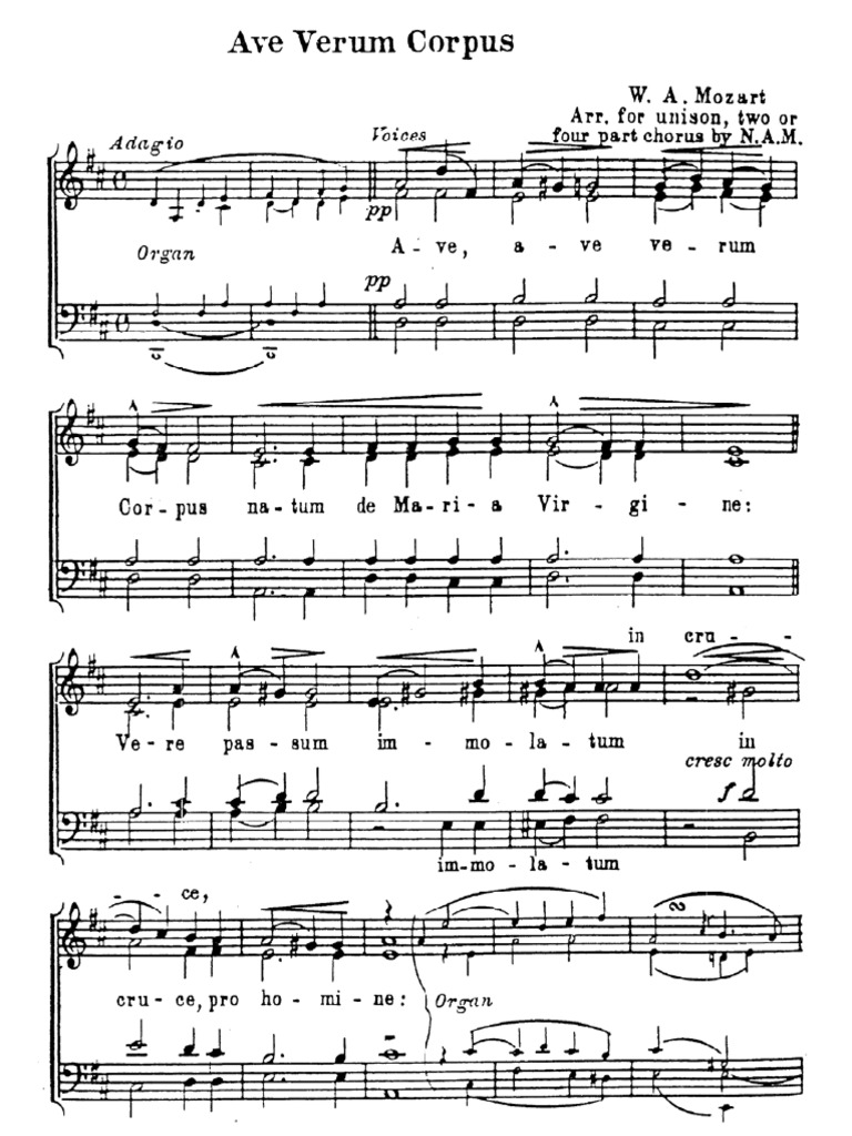 Ave Verum Corpus Mozart PDF