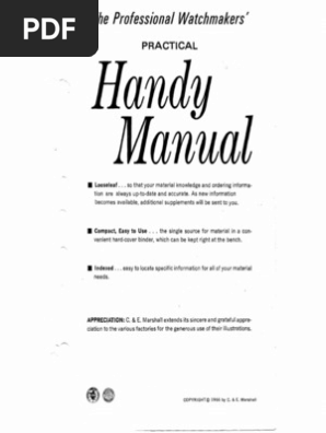 The Professional Watchmakers' PRACTICAL Hany Manual | PDF