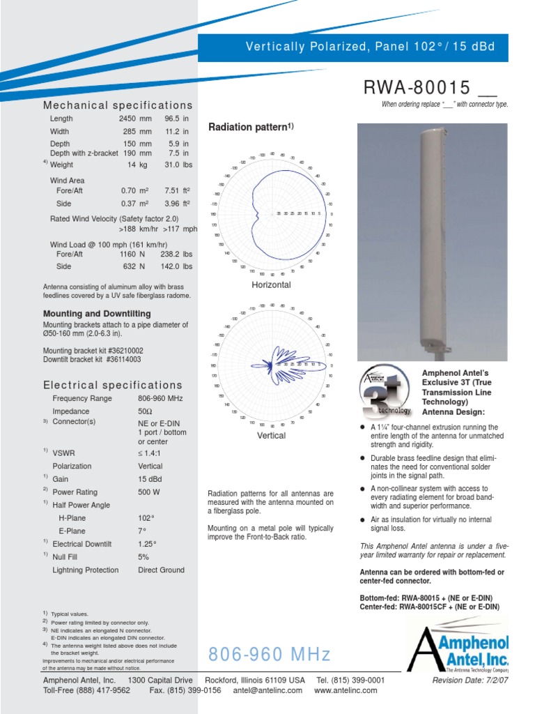 Amphenol RWA 80015 | PDF | Antenna (Radio) | Electrical Connector