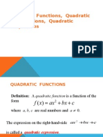 Quadratic Functions, Quadratic Expressions, Quadratic Equations