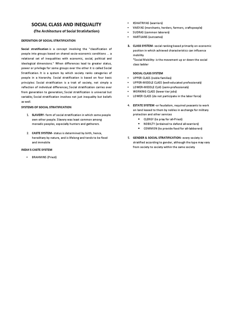 Understanding Social Stratification Systems | PDF | Politics