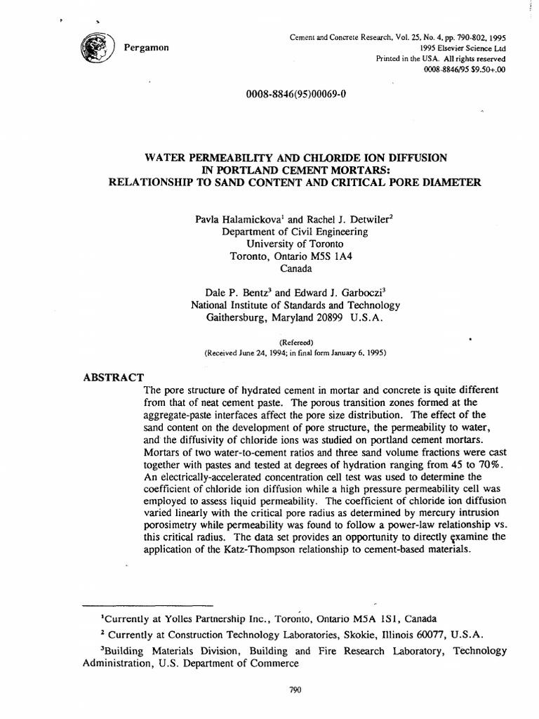 Permeability of Portland Cement Mortars | Porosity | Mortar (Masonry)