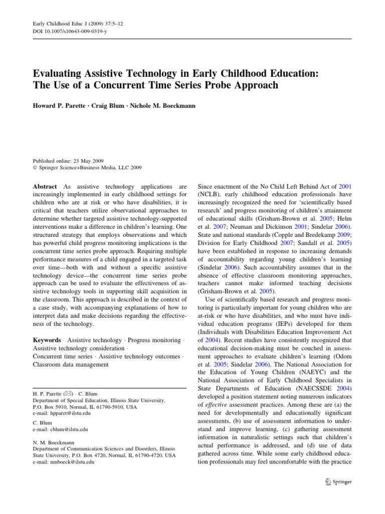 Evaluating Assistive Technology in Early Childhood Education PDF