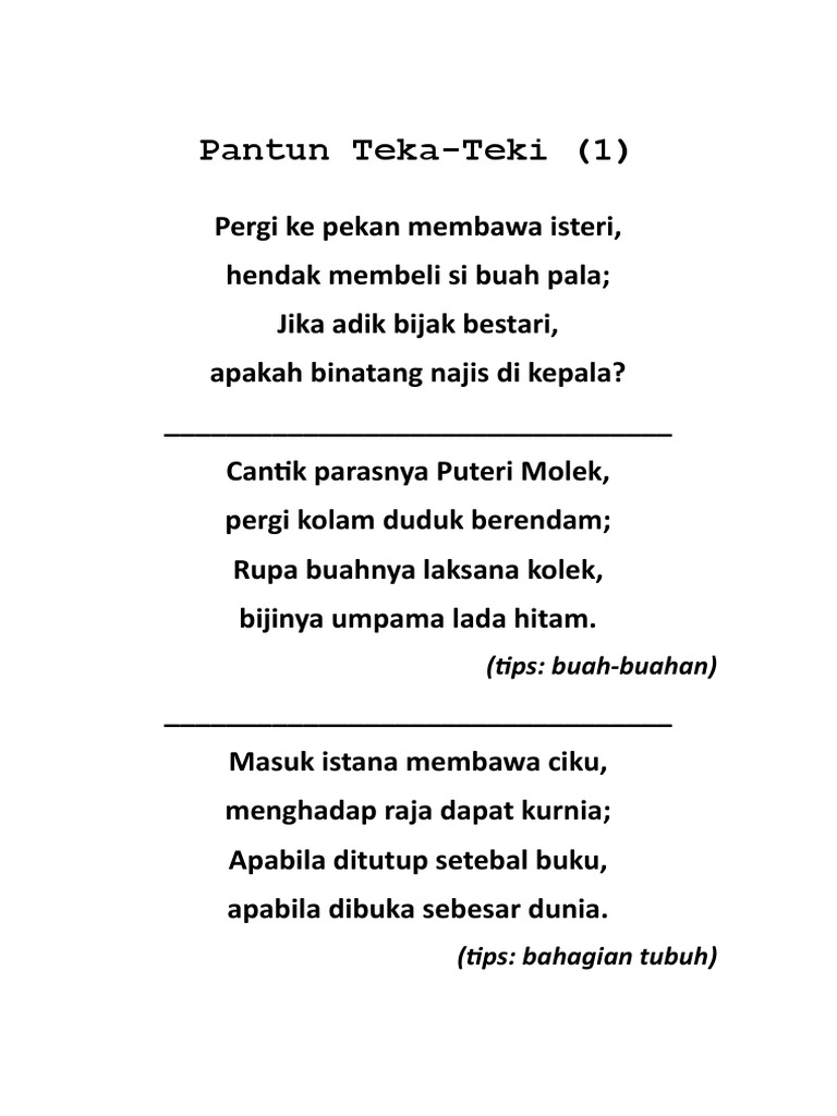 Pantun Teka Teki Pdf