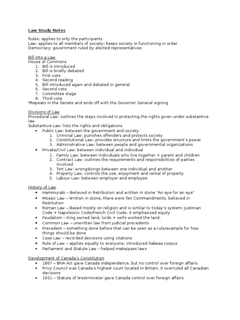 Comprehensive Law Study Guide | PDF | Negligence | Lawsuit