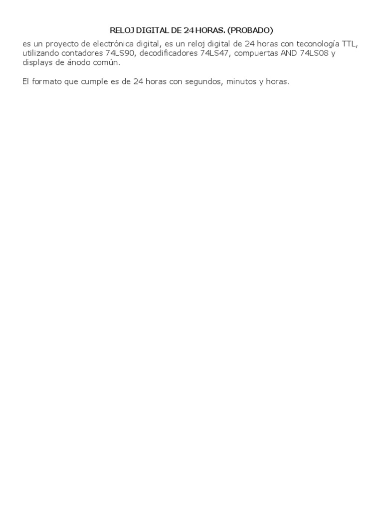 Reloj Digital de 24 Horas | PDF