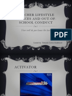 Teacher Lifestyle Choice and Out of School Conduct