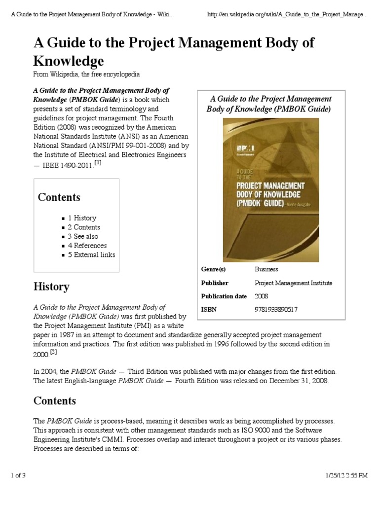 A Guide To The Project Management Body of Knowledge - Wikipedia, The ...