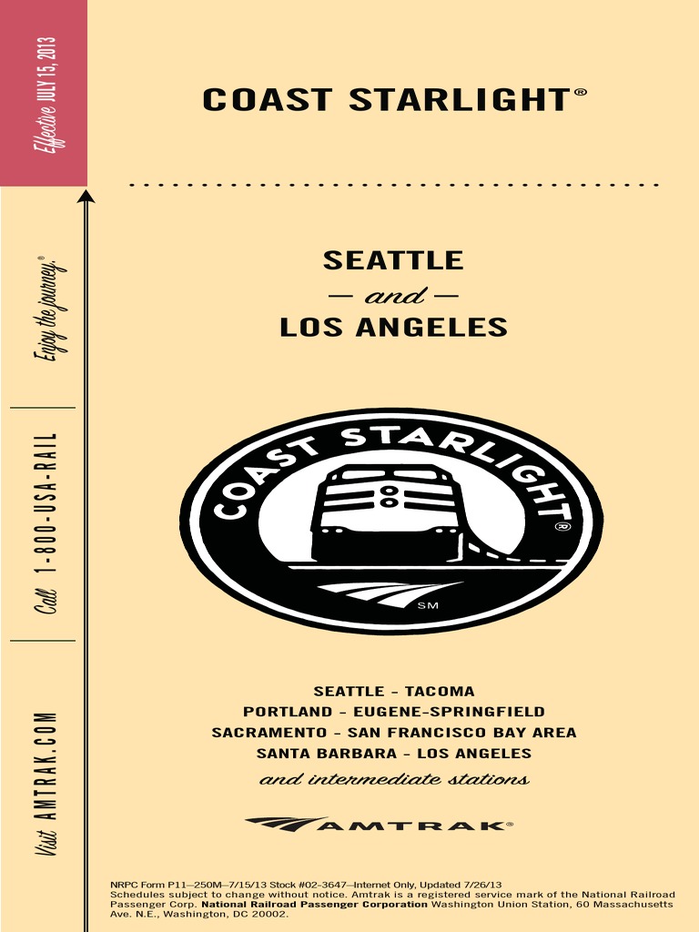 Coast Starlight Schedule 071513,0 | Land Transport | Public Transport