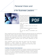 Module 1 - Personal Vision and Mission Statements For Business Leaders