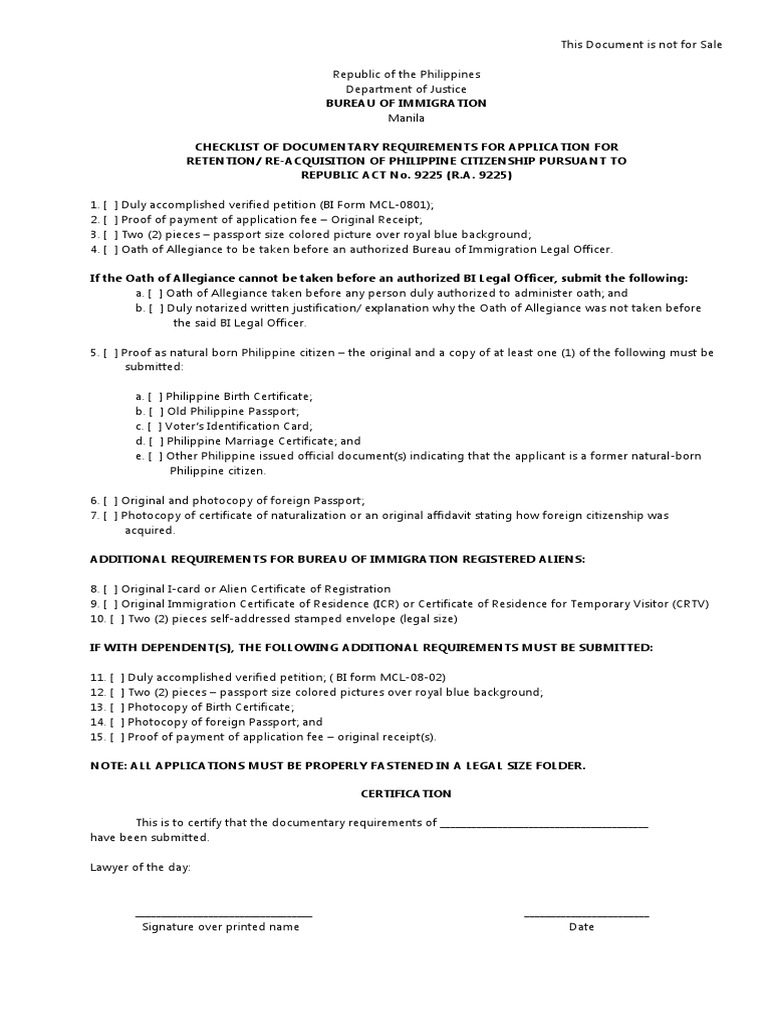 Petition for ReAcquisition and or Retention of Philippine Citizenship