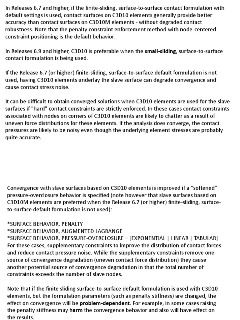 C3D10 vs C3D10M: Contact Analysis Insights | PDF | Stress (Mechanics ...