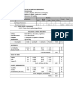 Rendimientos y Costos Partidas Observadas}